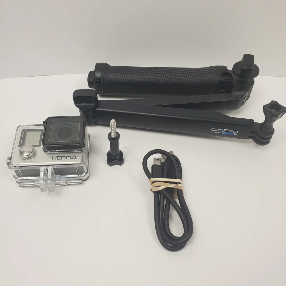GoPro HERO4 Action Camera Battery Case Handle Tripod Tested Working